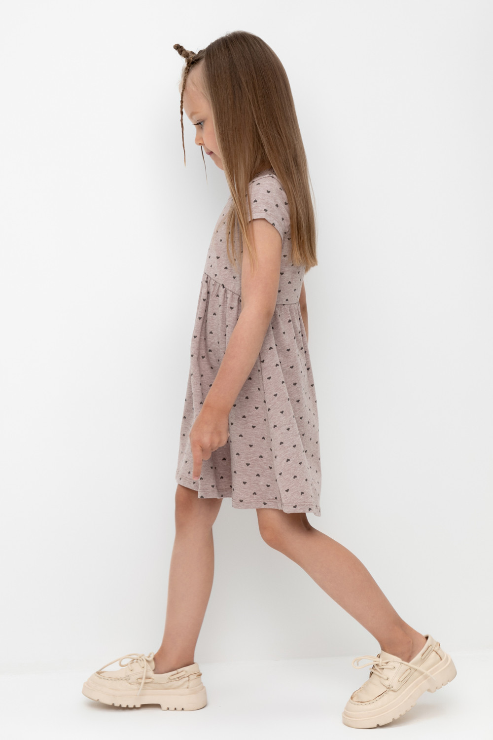 картинка Платье для девочки Crockid К 5653 кофейный меланж, сердечки от магазина детских товаров ALiSa