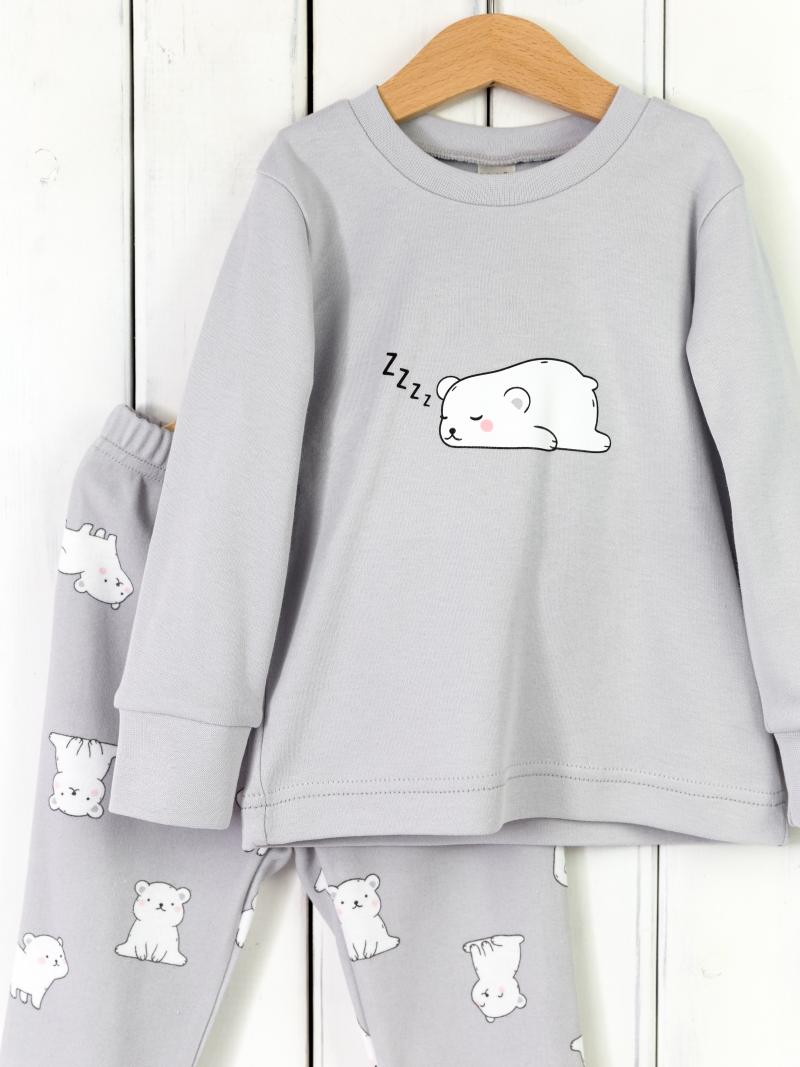 картинка Пижама детская Baby Boom КД410/1-И Мишки белые на сером от магазина детских товаров ALiSa