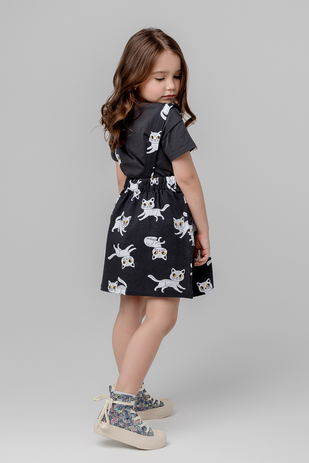 картинка Сарафан для девочки Crockid К 5790 темно-серый, забавные кошечки от магазина детских товаров ALiSa