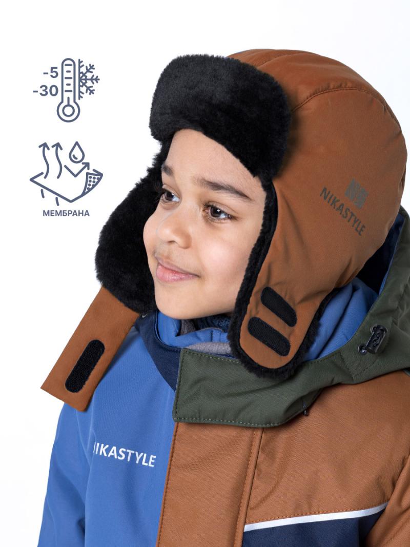 картинка Шапка мембранная утепленная для мальчика NIKASTYLE 11з9322 кэмел от магазина детских товаров ALiSa