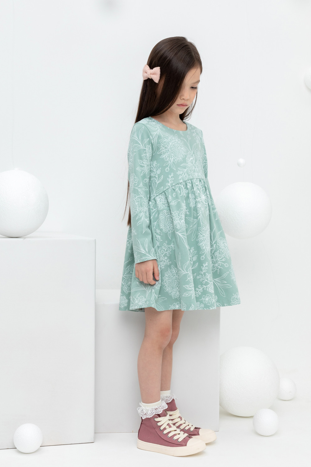 картинка Платье для девочки Crockid КР 5788 голубой прибой, кружевные цветы к433 от магазина детских товаров ALiSa