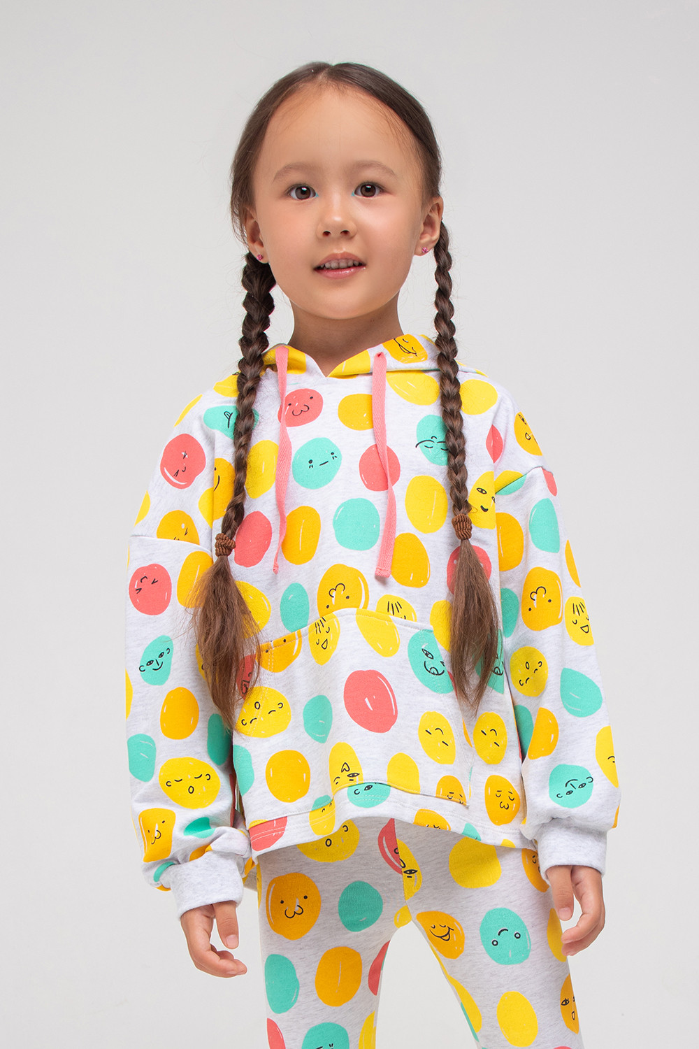 картинка Джемпер для девочки Crockid К 301743 светло-серый меланж, шарики-улыбки к1286 от магазина детских товаров ALiSa
