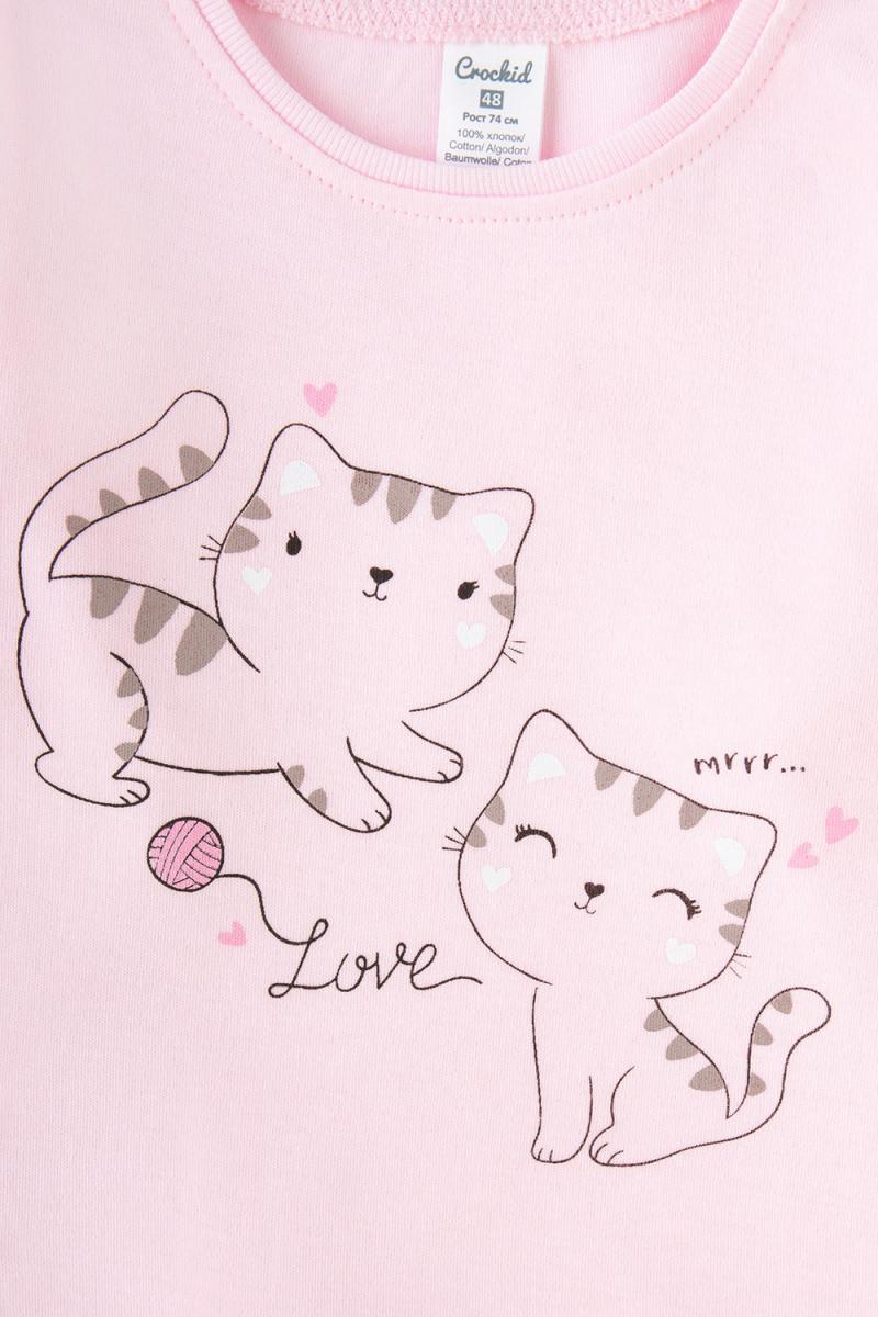 картинка Джемпер для девочки Crockid К 300869 нежно-розовый (леопардовый котенок) от магазина детских товаров ALiSa