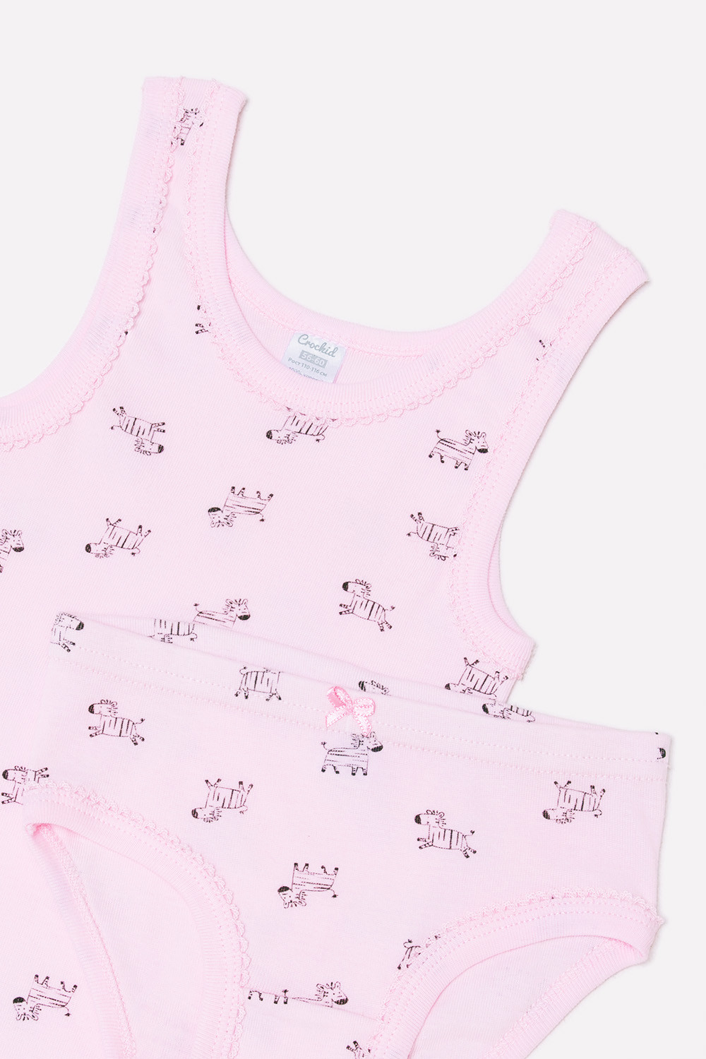картинка Комплект для девочки Crockid К 1064 маленькие зебры на нежно-розовом от магазина детских товаров ALiSa
