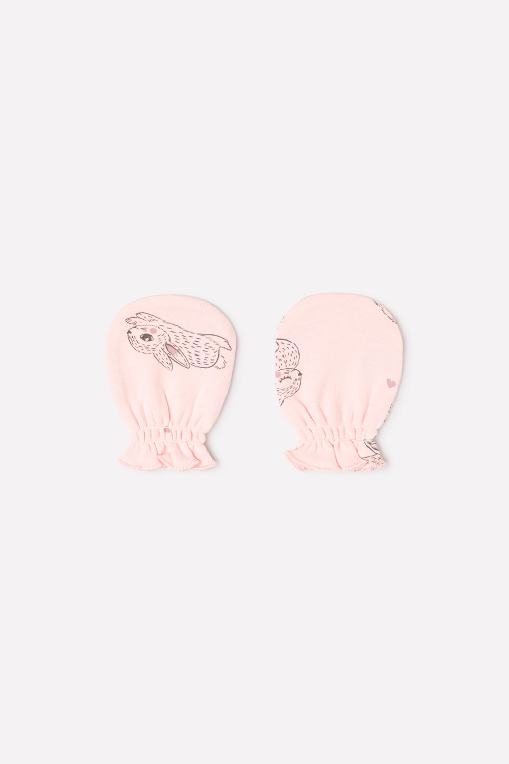 картинка Рукавички для девочки Crockid К 8528 зайчики и сердечки на светло-розовом от магазина детских товаров ALiSa