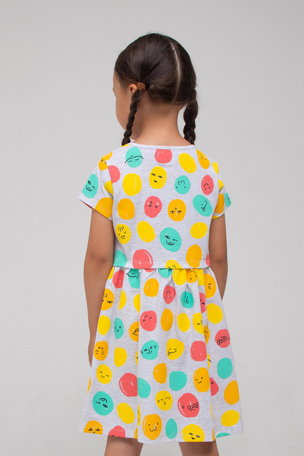 картинка Платье для девочки Crockid К 5693 светло-серый меланж, шарики-улыбки к1286 от магазина детских товаров ALiSa