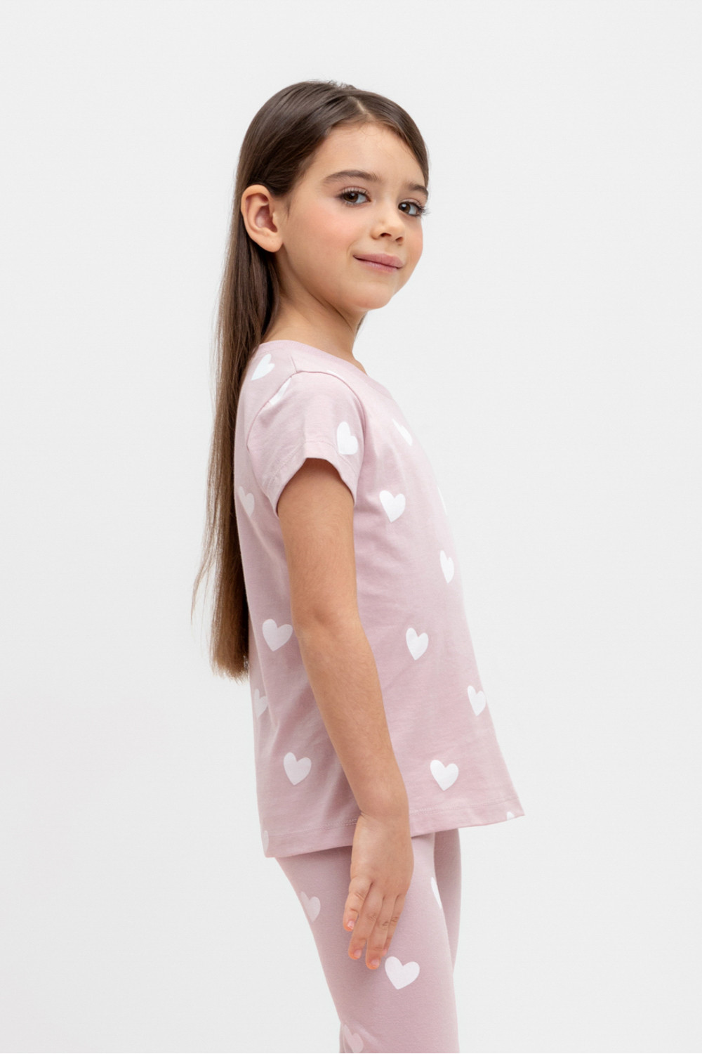 картинка Футболка для девочки Crockid КР 302326 розово-сиреневый, сердечки к449 от магазина детских товаров ALiSa