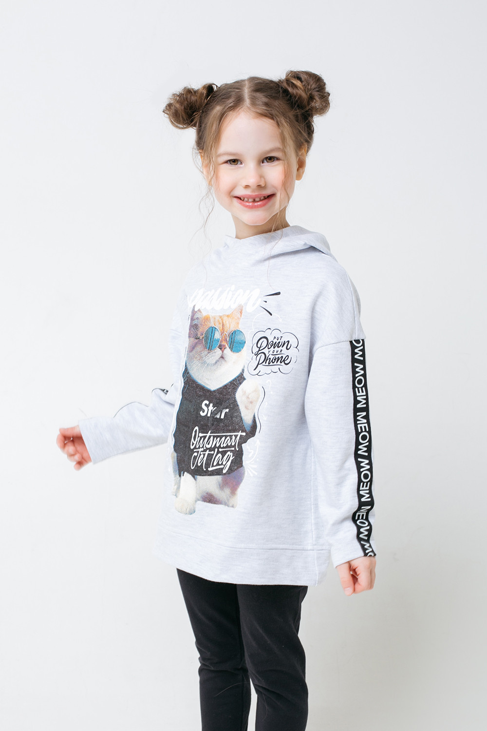 картинка Джемпер для девочки Crockid КР 301503 бело-серый меланж к313 от магазина детских товаров ALiSa