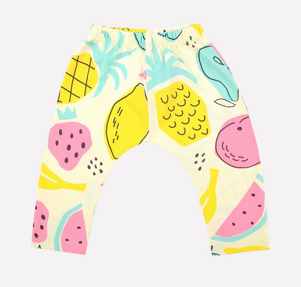 картинка Брюки для девочки Crockid К 4719 тропические фрукты на бледном лимонном от магазина детских товаров ALiSa