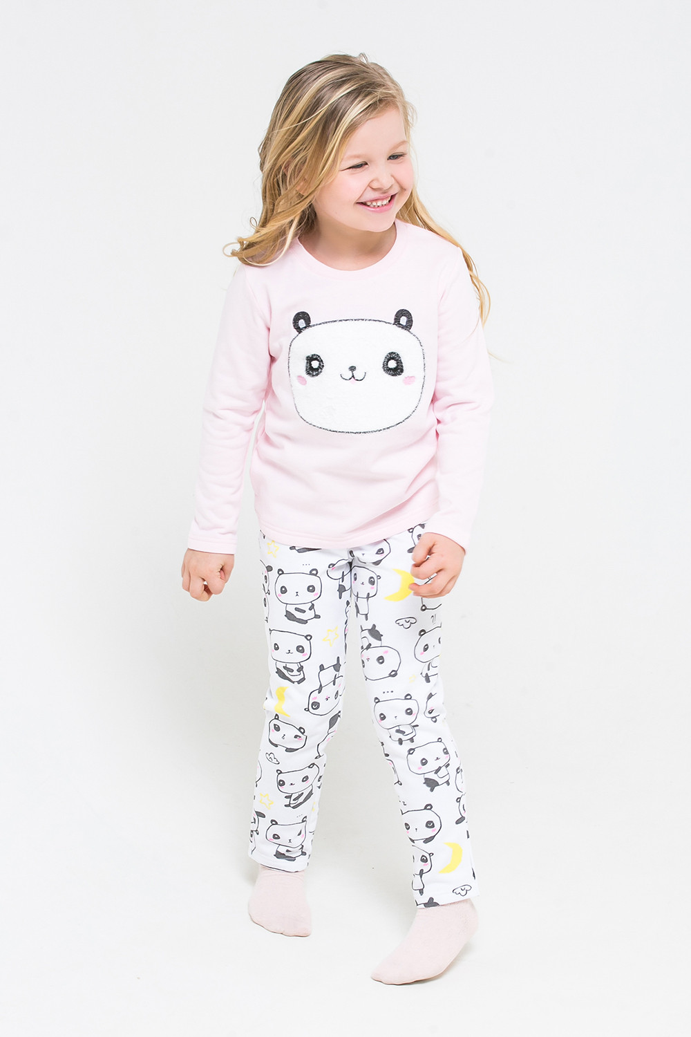 картинка Пижама для девочки Crockid К 1546 пыльно-розовый + панды на белом от магазина детских товаров ALiSa