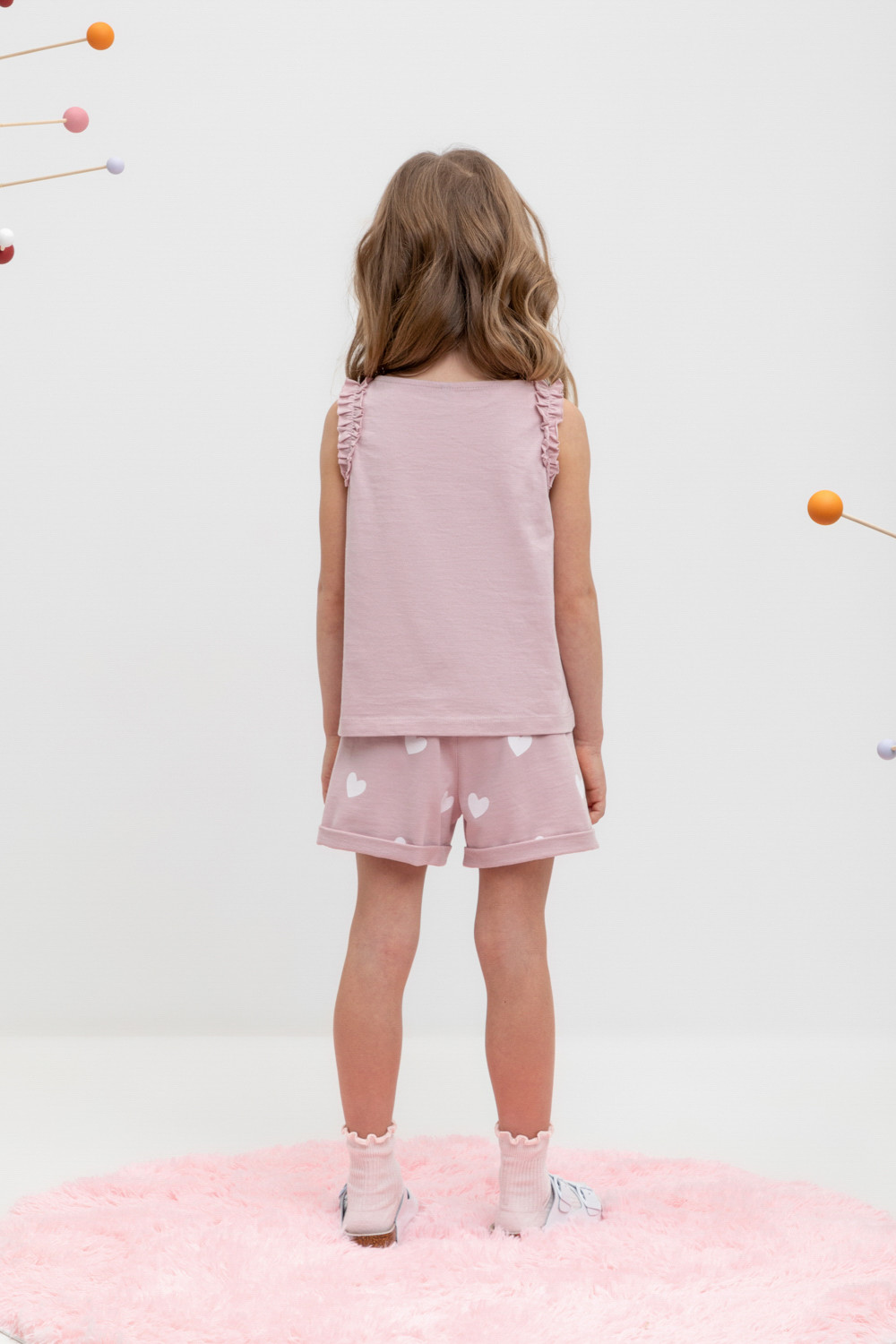 картинка Шорты для девочки Crockid КР 400647 розово-сиреневый, сердечки к449 от магазина детских товаров ALiSa
