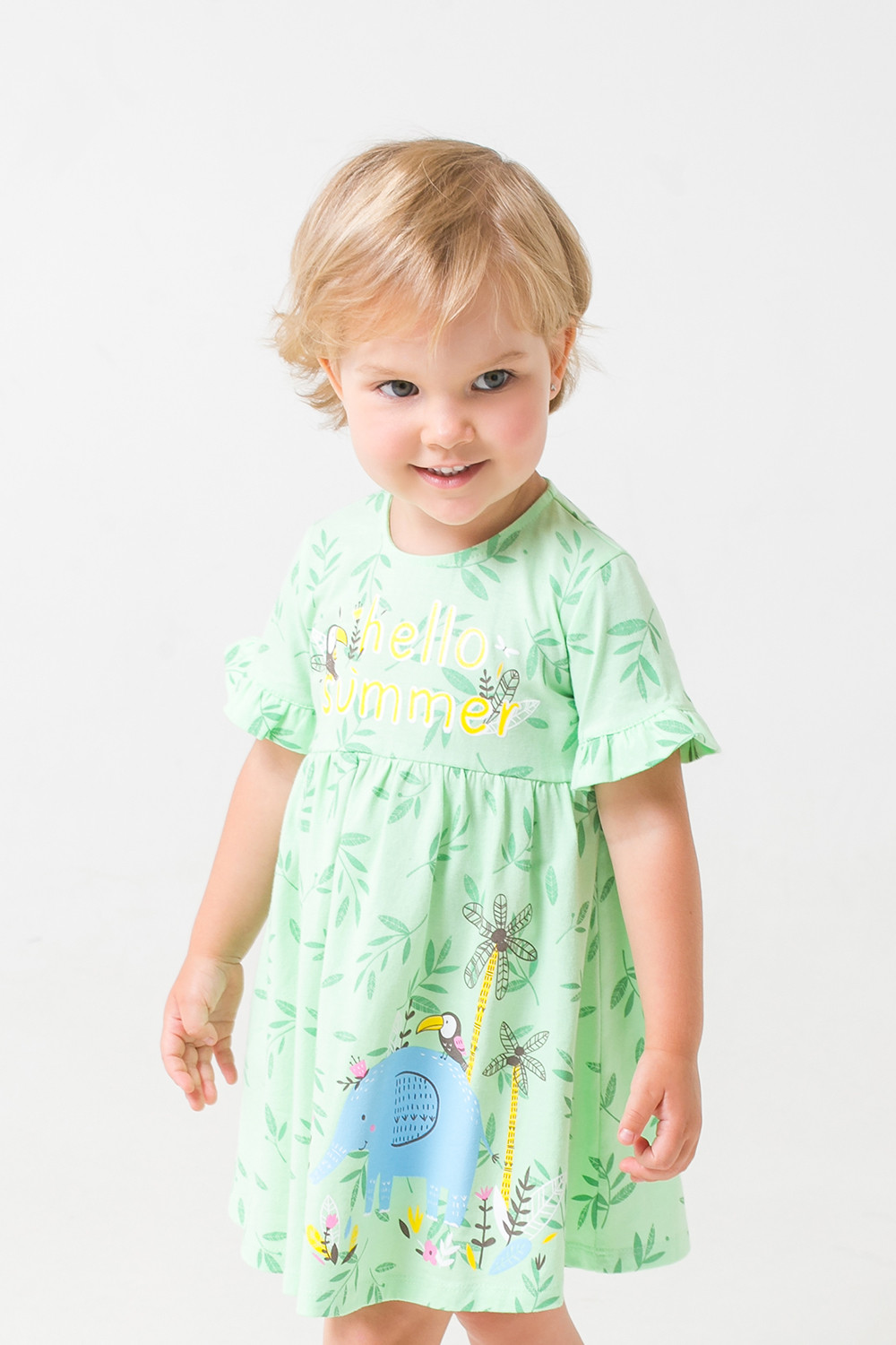 картинка Платье для девочки Crockid КР 5681 нео-минт, веточки к287 от магазина детских товаров ALiSa