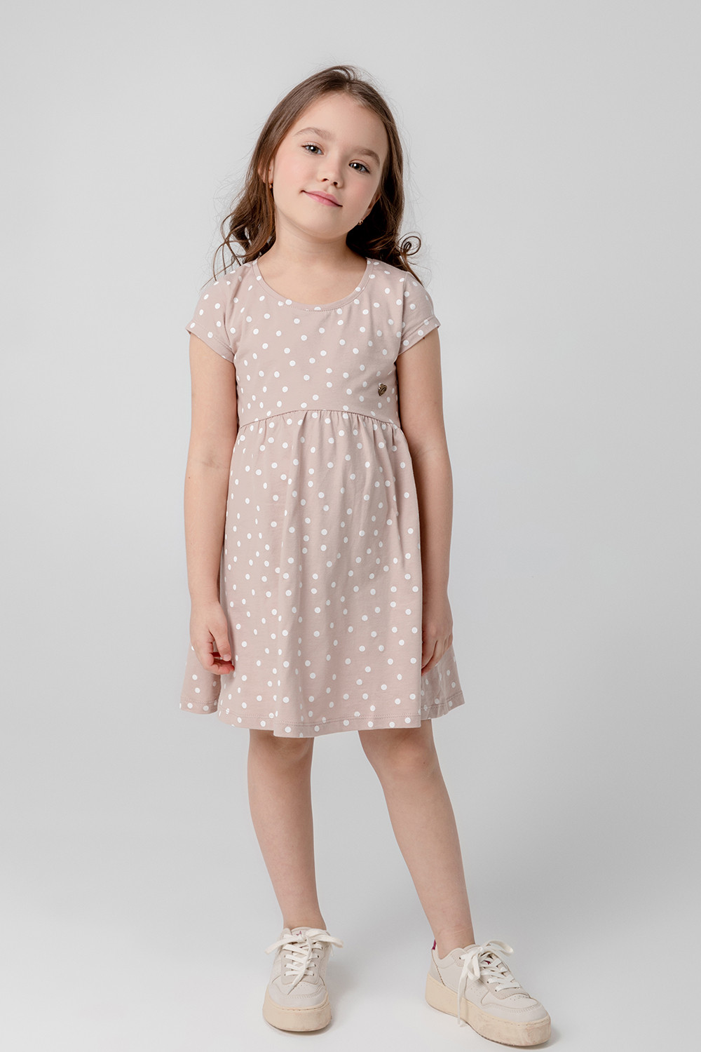 картинка Платье для девочки Crockid К 5787 бежевый, горошек от магазина детских товаров ALiSa