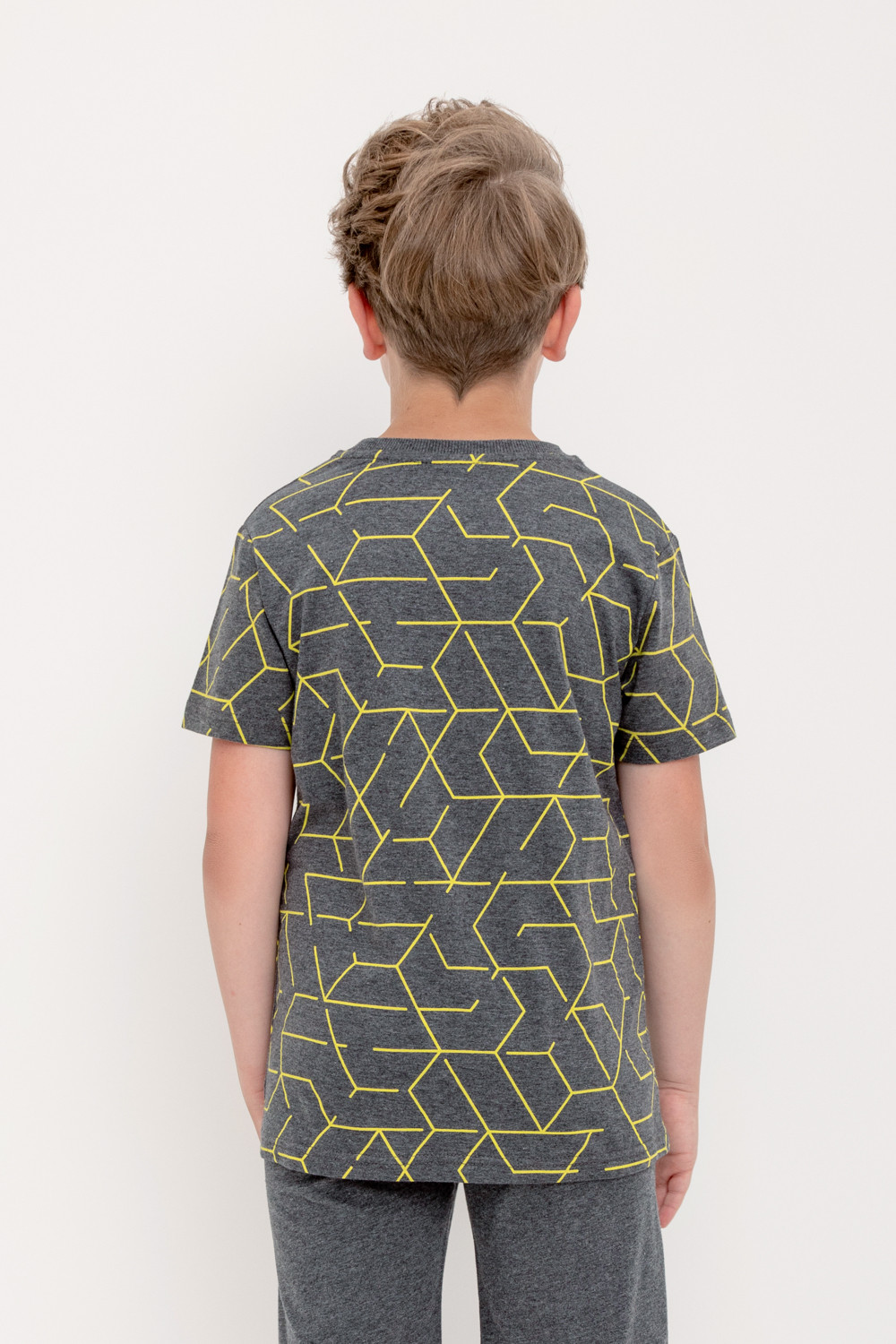 картинка Футболка для мальчика Crockid КР 302225 темно-серый меланж, геометрия к422 от магазина детских товаров ALiSa