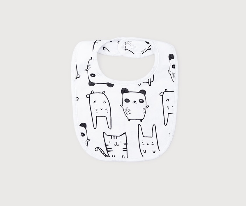 картинка Фартук-нагрудник для девочки Crockid К 8526 панда и друзья на белом от магазина детских товаров ALiSa