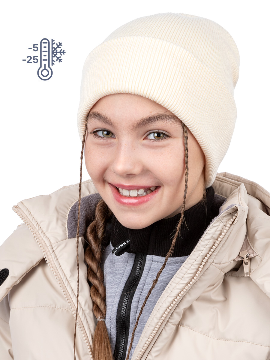картинка Шапка зимняя двойная для девочки NIKASTYLE 11з12223 кремовый от магазина детских товаров ALiSa
