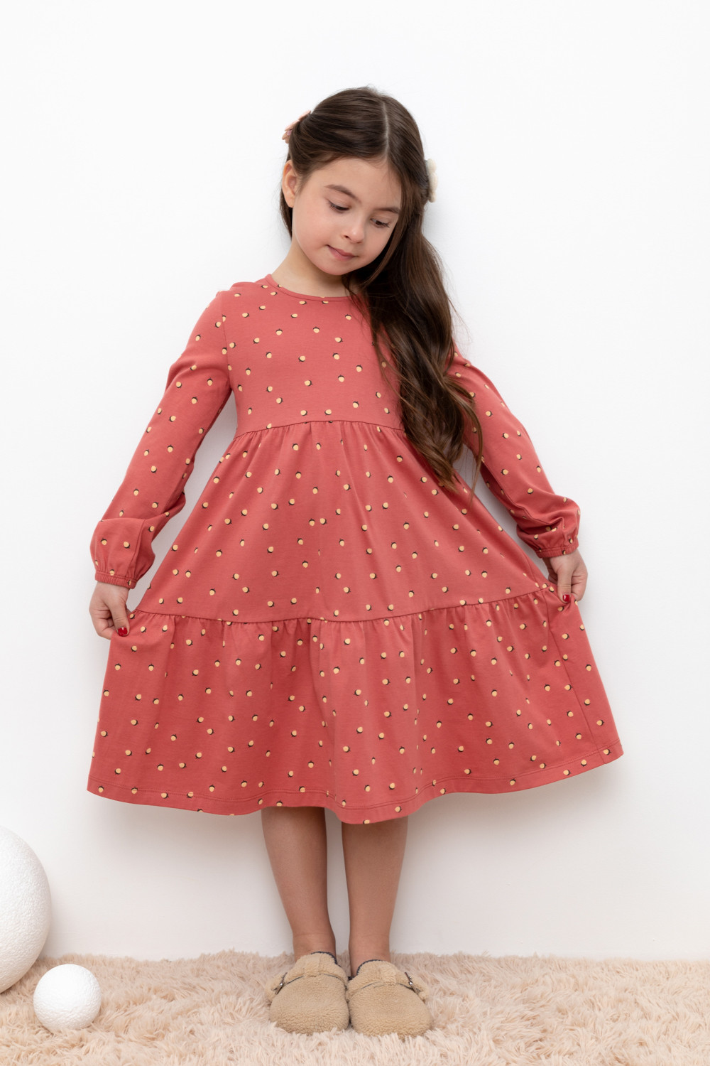 картинка Платье для девочки Crockid КР 5770 пыльный кедр, маленькие желуди к401 от магазина детских товаров ALiSa
