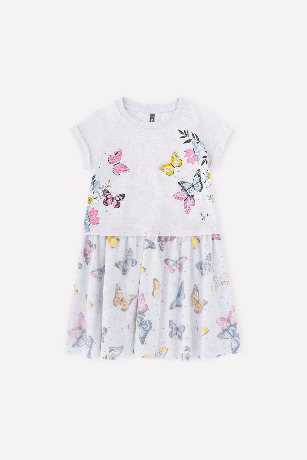 картинка Платье для девочки Crockid КР 5745 светло-серый меланж, бабочки к340 от магазина детских товаров ALiSa