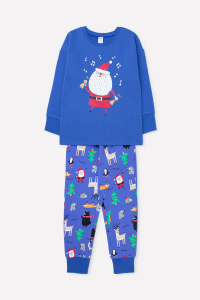 Пижама детская Crockid К 1567 ярко-синий, праздничный микс
