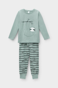 Пижама для мальчика Crockid К 1606 холодная мята, ленивцы