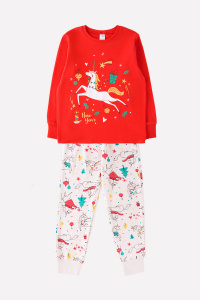 Пижама детская Crockid К 1532 насыщенно-красный, новогоднее волшебство